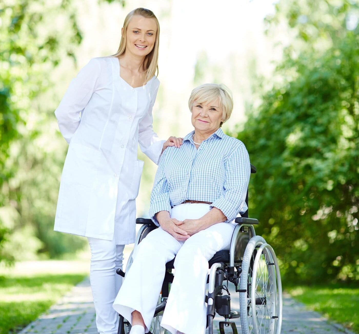 nurse taking care of senior patient